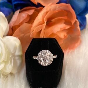 Gorgeous Multi Stone Halo Setting Diamond Simulate Accent Ring NEW
